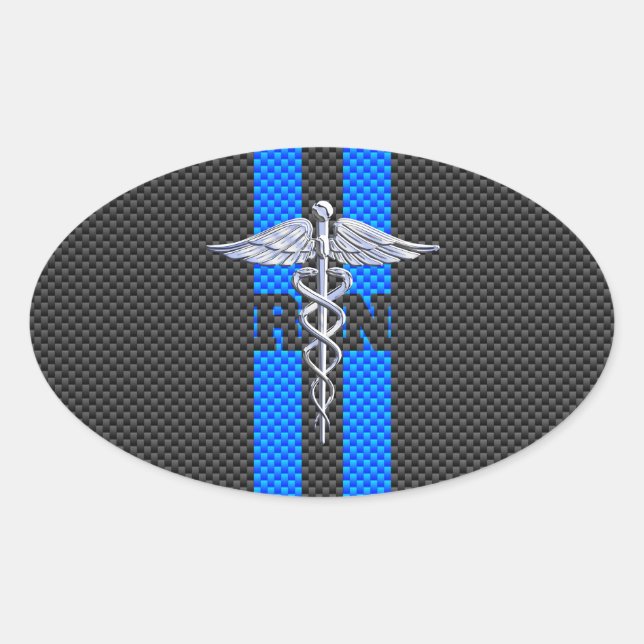 Sticker Ovale Infirmière inscrite RN Caduceus Carbon Decor (Devant)