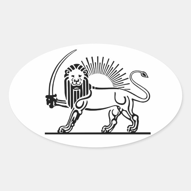 Sticker Ovale Iran Lion & Soleil (Shir-O-Khorshid) (Devant)