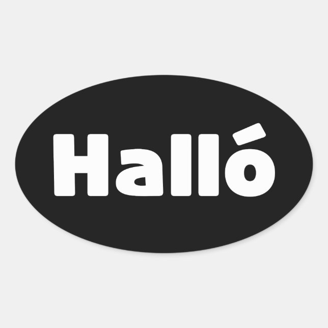 Sticker Ovale Islandais Halló { Hello ) Íslenska (Devant)