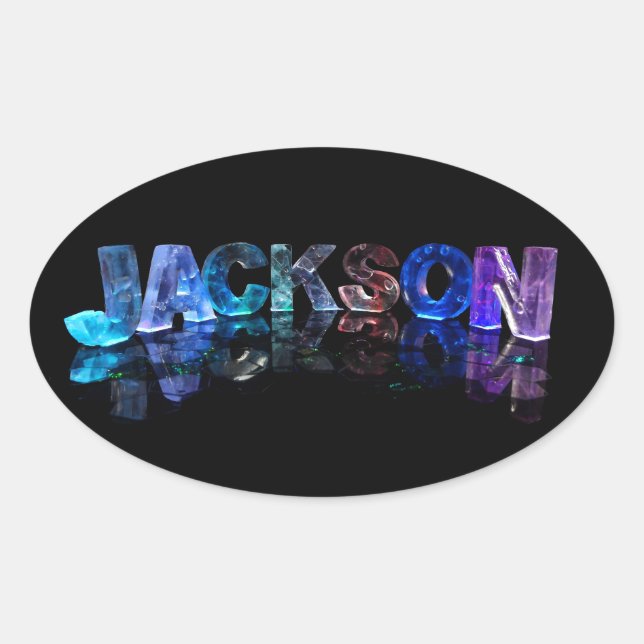 Sticker Ovale Jackson nommé dans 3D s'allume (la photographie) (Devant)