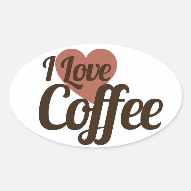 Sticker Ovale J'adore le café (Devant)