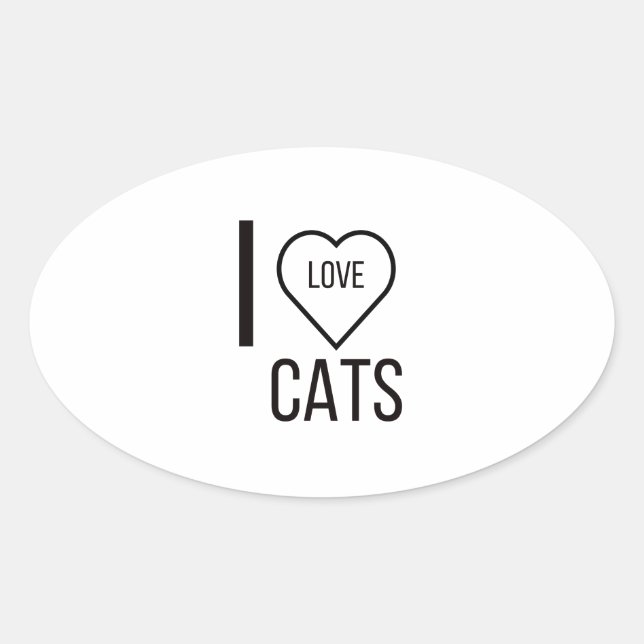 STICKER OVALE J'ADORE LES CHATS (Devant)