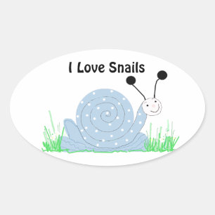 Sticker Ovale J'adore les escargots