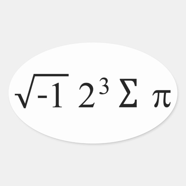 Sticker Ovale J'Ai Mangé Un Peu D'Humour En Maths À Tarte (Devant)