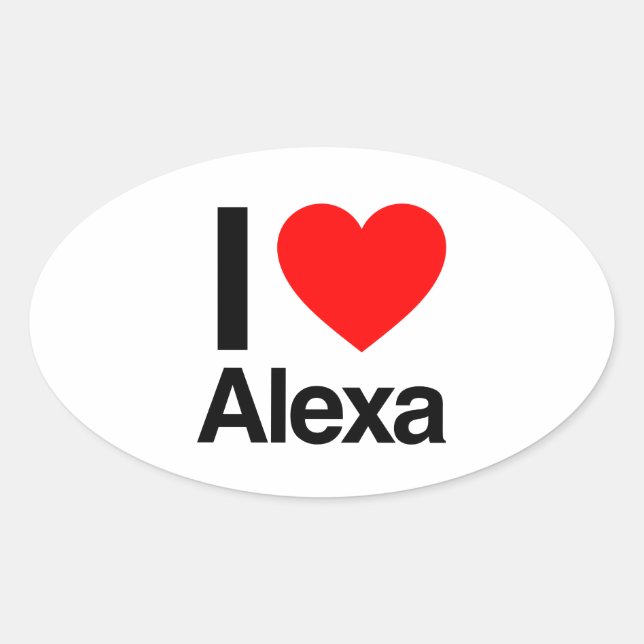 Sticker Ovale j'aime alexa (Devant)