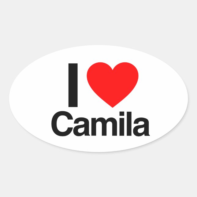 Sticker Ovale j'aime camila (Devant)