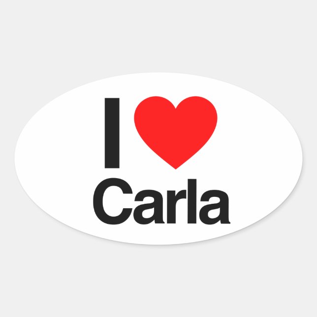 Sticker Ovale j'aime carla (Devant)