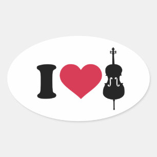 Sticker Ovale J'aime Cello
