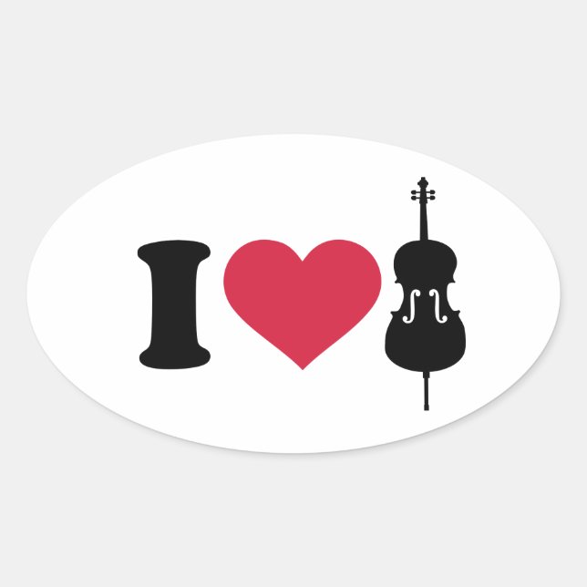Sticker Ovale J'aime Cello (Devant)