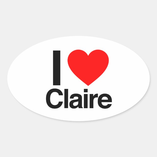 Sticker Ovale j'aime claire (Devant)