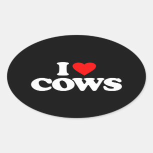 STICKER OVALE J'AIME DES VACHES