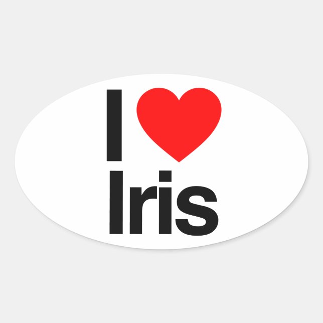 Sticker Ovale j'aime iris (Devant)