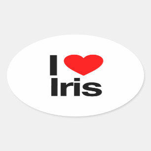 Sticker Ovale j'aime iris