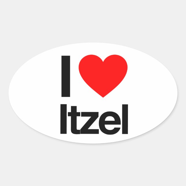 Sticker Ovale j'aime itzel (Devant)