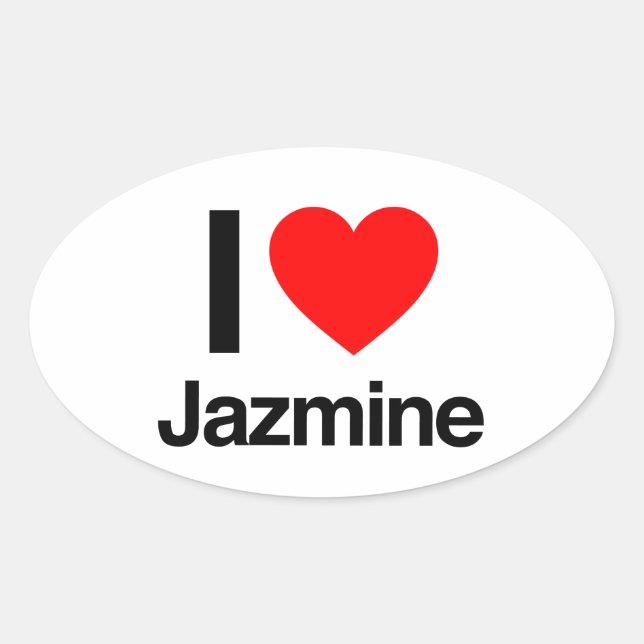 Sticker Ovale j'aime jazmine (Devant)