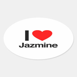 Sticker Ovale j'aime jazmine