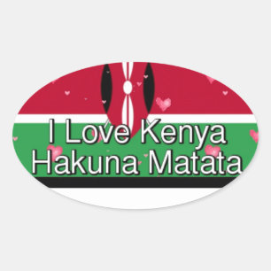 Sticker Ovale J'Aime ! Kenya Hakuna Matata