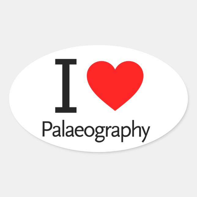 Sticker Ovale J'aime la paléographie (Devant)