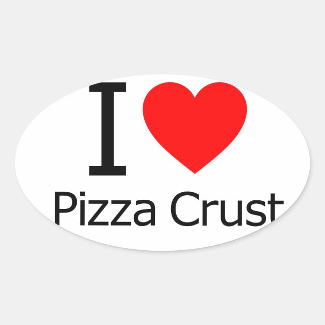 Sticker Ovale J'Aime La Pizza Crust (Devant)