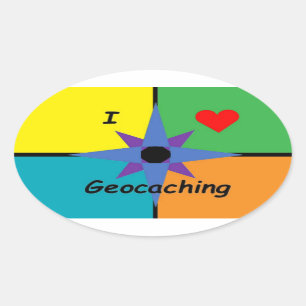 Sticker Ovale J'aime l'autocollant de Geocaching