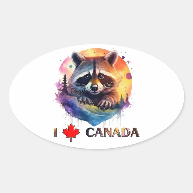 Sticker Ovale J'aime le Canada (Devant)