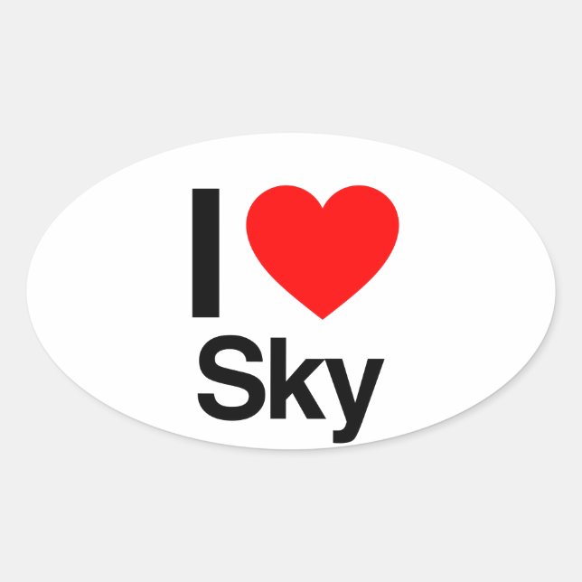Sticker Ovale j'aime le ciel (Devant)