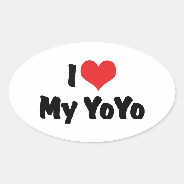 Sticker Ovale J'aime le coeur Mon YoYo (Devant)