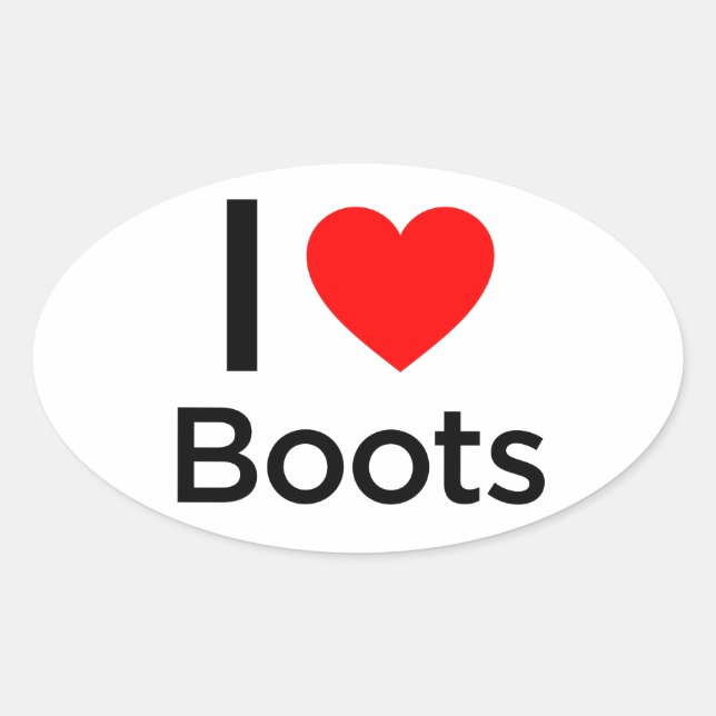 Sticker Ovale J'aime les bottes (Devant)
