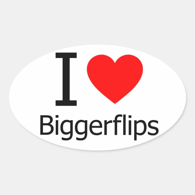 Sticker Ovale J'Aime Les Flips Plus Gros (Devant)