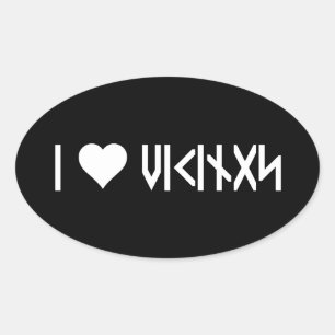 Sticker Ovale J'Aime Les Vikings ! +{ Runes }+