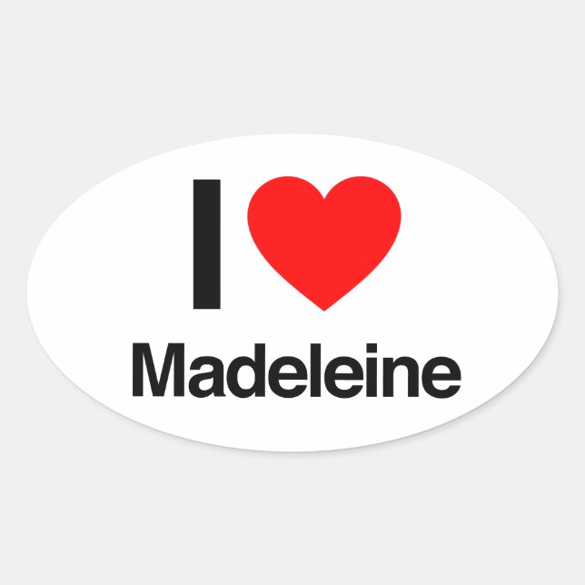 Sticker Ovale j'aime madeleine (Devant)