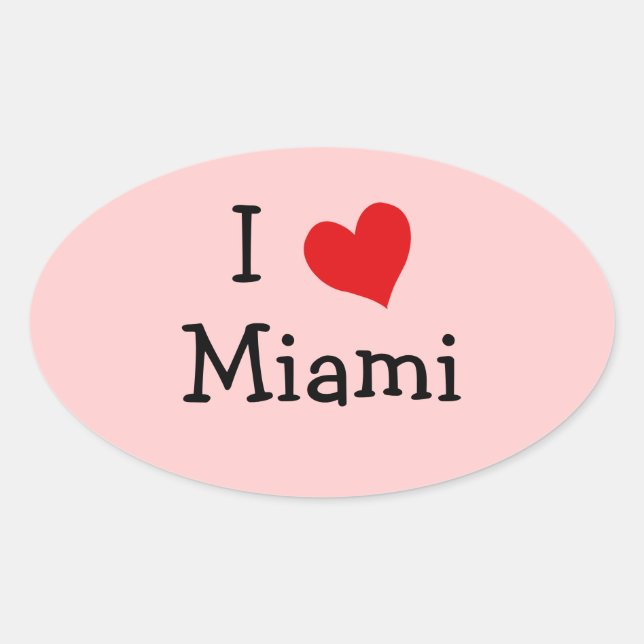 Sticker Ovale J'aime Miami (Devant)