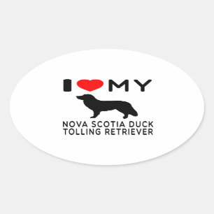 Sticker Ovale J'aime mon chien d'arrêt de tintement de canard d