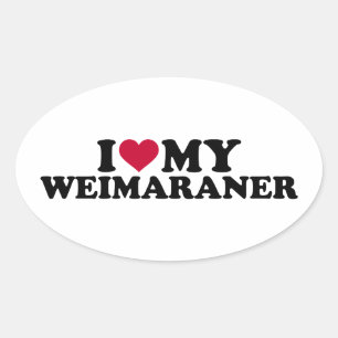 Sticker Ovale J'aime mon Weimaraner