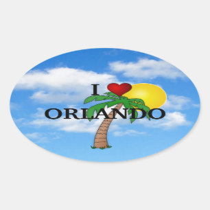 STICKER OVALE J'AIME ORLANDO - PALMIER ET SOLEIL