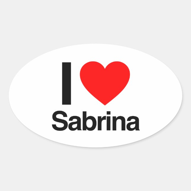 Sticker Ovale j'aime sabrina (Devant)