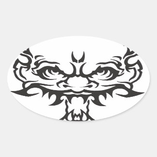 Sticker Ovale Japonais tatouage Oni Demon