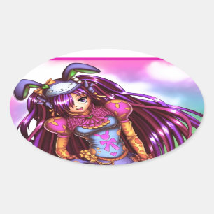 Sticker Ovale Japonaise Fashion Anime Girl