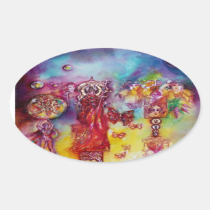 STICKER OVALE JARDIN DES OMBRES PERDUES, DES FAERY ET DES PAPILL