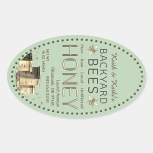 Sticker Ovale Jardin ruches d'abeilles et Petites abeilles Jardi