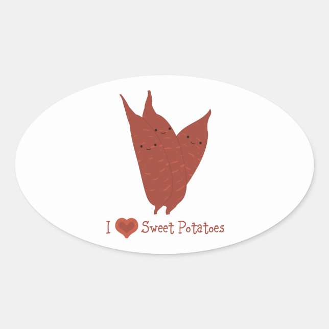 Sticker Ovale Je coeur les patates douces (Devant)