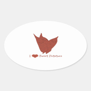 Sticker Ovale Je coeur les patates douces