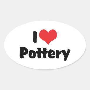 Sticker Ovale Je suis amateur de poterie en forme de cœur - Amou