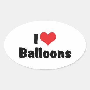 Sticker Ovale Je suis des ballons en forme de coeur