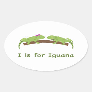 Sticker Ovale Je suis pour l'iguana