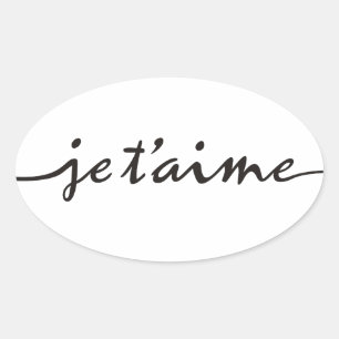 Sticker Ovale je t'aime - Je t'aime en français - noir