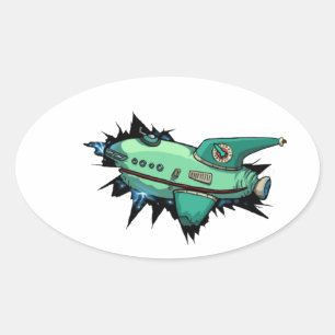 Sticker Ovale J'écrase mon vaisseau spatial