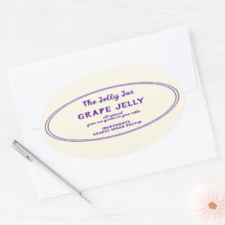 Sticker Ovale Jelly de raisin en conserve ovale Votre nom d'entr