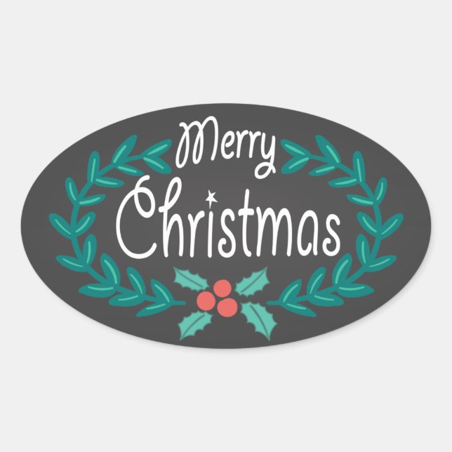 STICKER OVALE JERY CHRISTMAS WREATT CHALKBOARD STICKKERS (Devant)