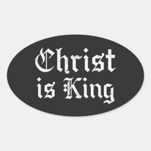 Sticker Ovale Jésus-Christ est Roi Gothique Art Grunge Blacklett